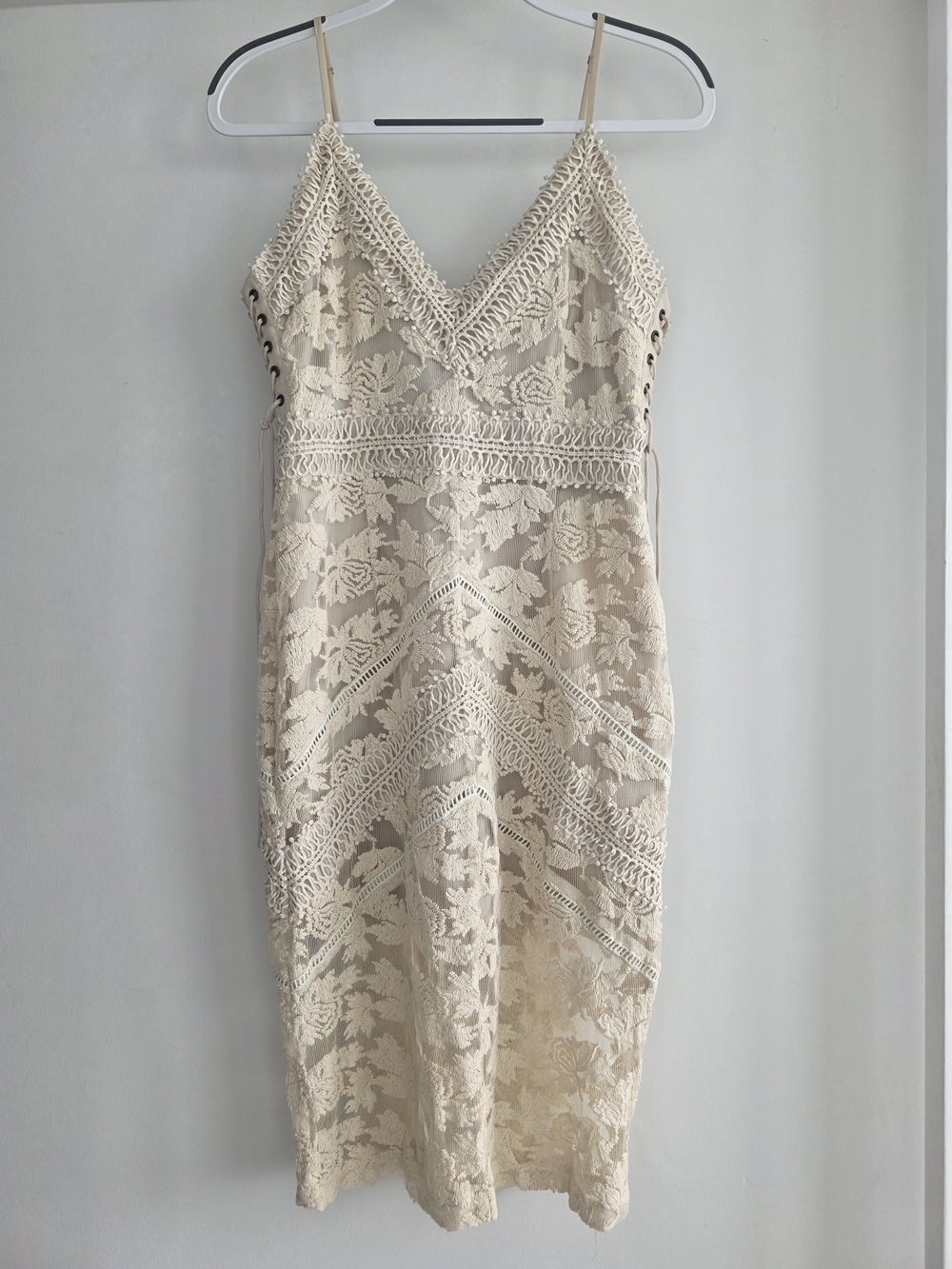 Adelyn Rae Cream Lace Midi Slip Dress